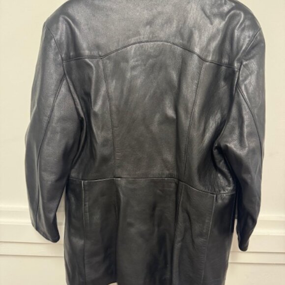 Vera Pelle Made in Italy Black Leather Women's Button Jacket - Size 46 EU - Picture 2 of 4